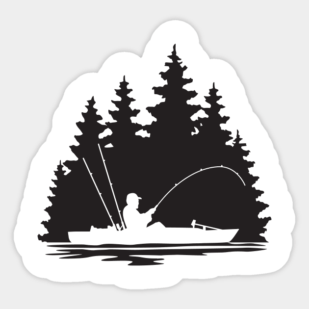 Kayak Fisherman Lake Scene Silhouette Sticker by SAMMO